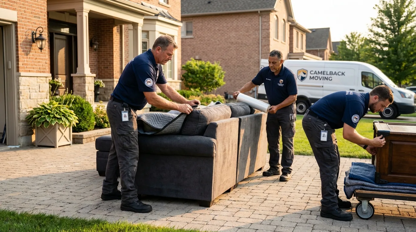 Large estate moving crew wrapping furniture in Greenwood, MS