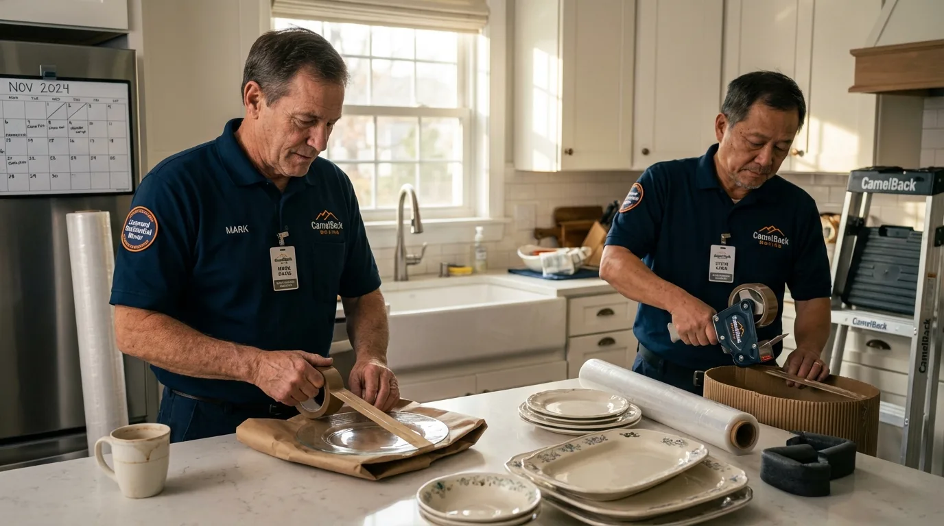 Professional crew packing kitchen dishware in Greenwood, MS